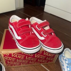 Vans Kids Red and White Sneakers